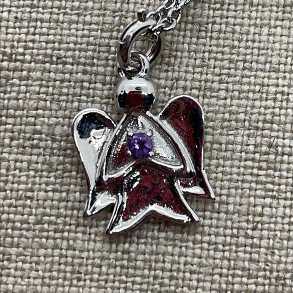925 Angel Amethyst Pendant with Silver Chain.